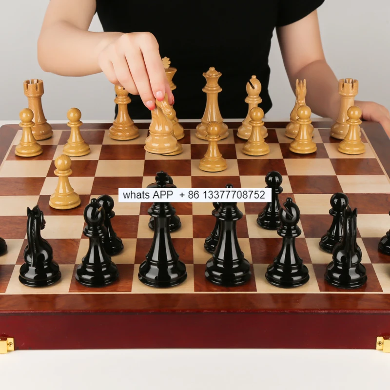 Chess High-End Set Wooden Folding Chessboard Oversized Chess Piece Game-Specific Wang Gao 11cm