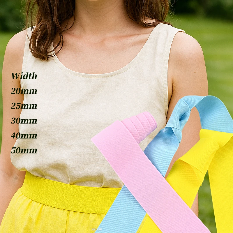 20/25/30/40/50mm Sewing Elastic Rubber Band for Belt Bias Flat Stretch Webbing Tape 3/5Meters Waistband Elastics Bands Trimmings