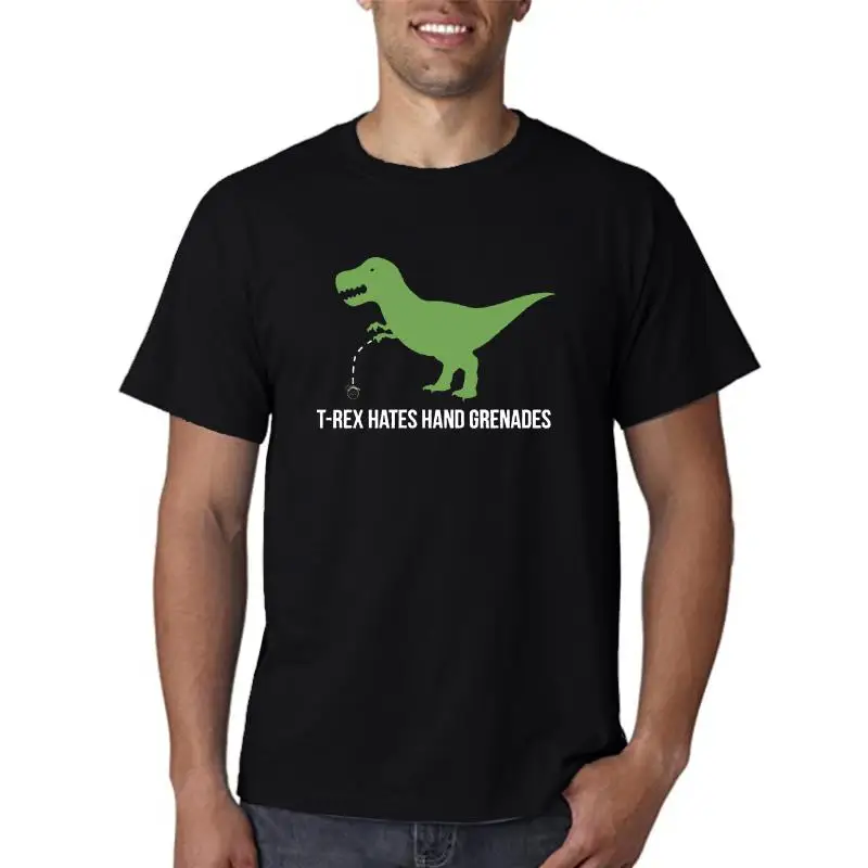 T-Rex hasst Handgranaten T-Shirt- Ranger Militär grau T-Shirt