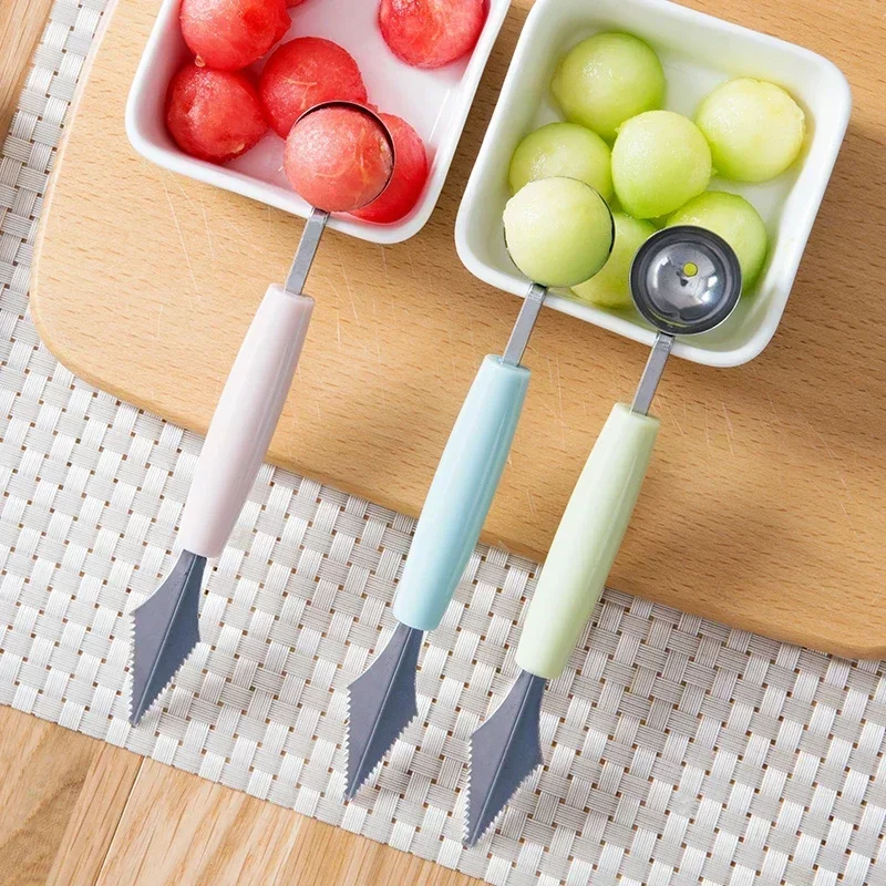 Multi Function Fruit Carving Knife Watermelon Baller Ice Cream Dig Ball Scoop Spoon Baller Kitchen DIY Cold Dishes Tools Gadgets 