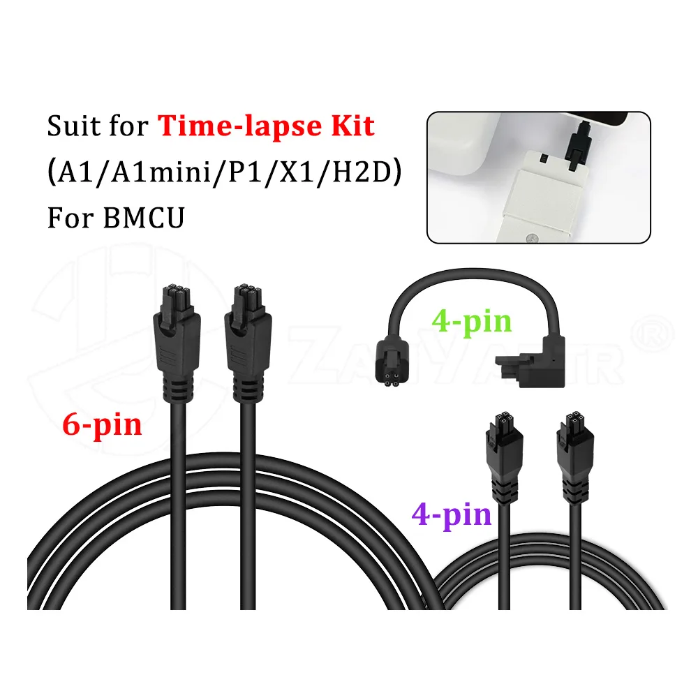For Bambu Lab 4pin/6pin Male to Male Extension Cable for CyberBrick Time-lapse Kit A1/A1mini/P1/X1/H2D/For BMCU 3D Printer