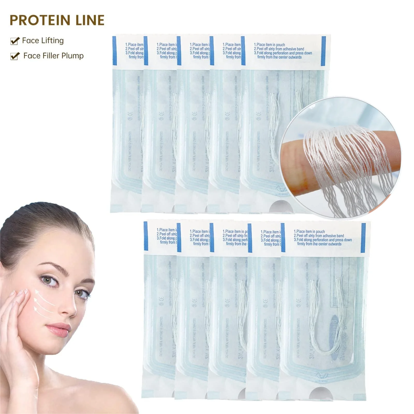 

20/40bag Protein Thread No Needle Gold Protein Line Absorbable Anti-wrinkle Face Filler Women Beauty Care Skin Collagen