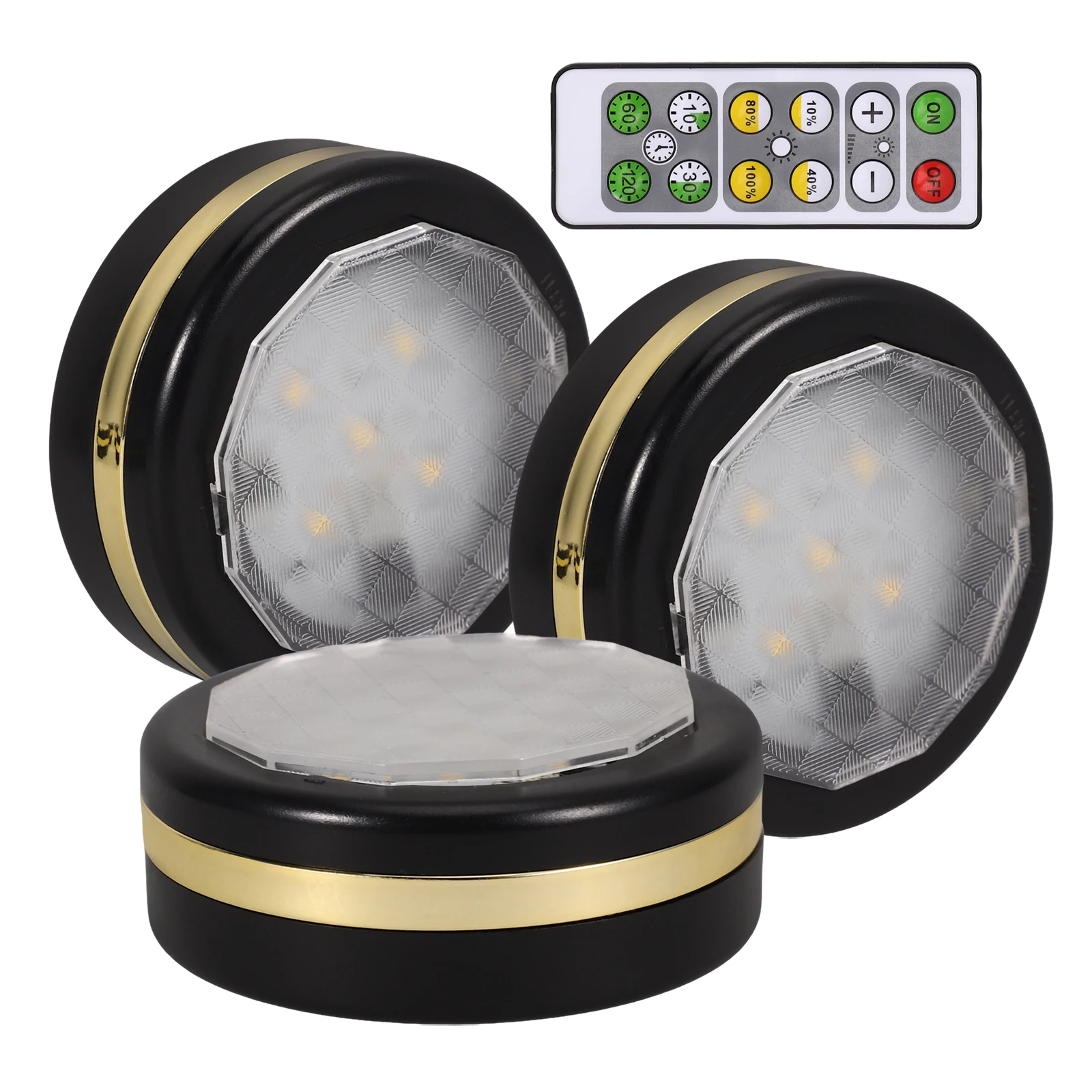

1Set LED Night Light Remote Control Round Cabinet Lamp Bedside Lamp for Bedroom Kitchen Bathroom Warm Atmosphere