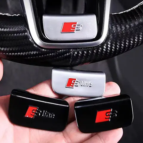 3D 알루미늄 합금 S Sline 엠블럼 자동차 핸들 스티커 액세서리 Audi Sline A3 A1 A4 B8 B7 A6 C7 A5 A7 A8 B9 B6 C6 Q2