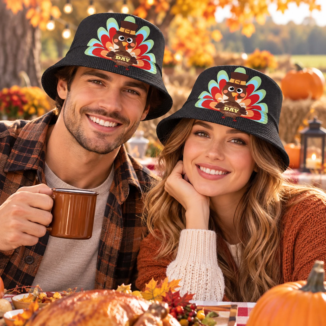 Thanksgiving Day Turkey Bucket Hat for Men Women,Funny Turkey Pattern Fisherman Sun Hat,Unisex Outdoor Cap Thanksgiving Gift