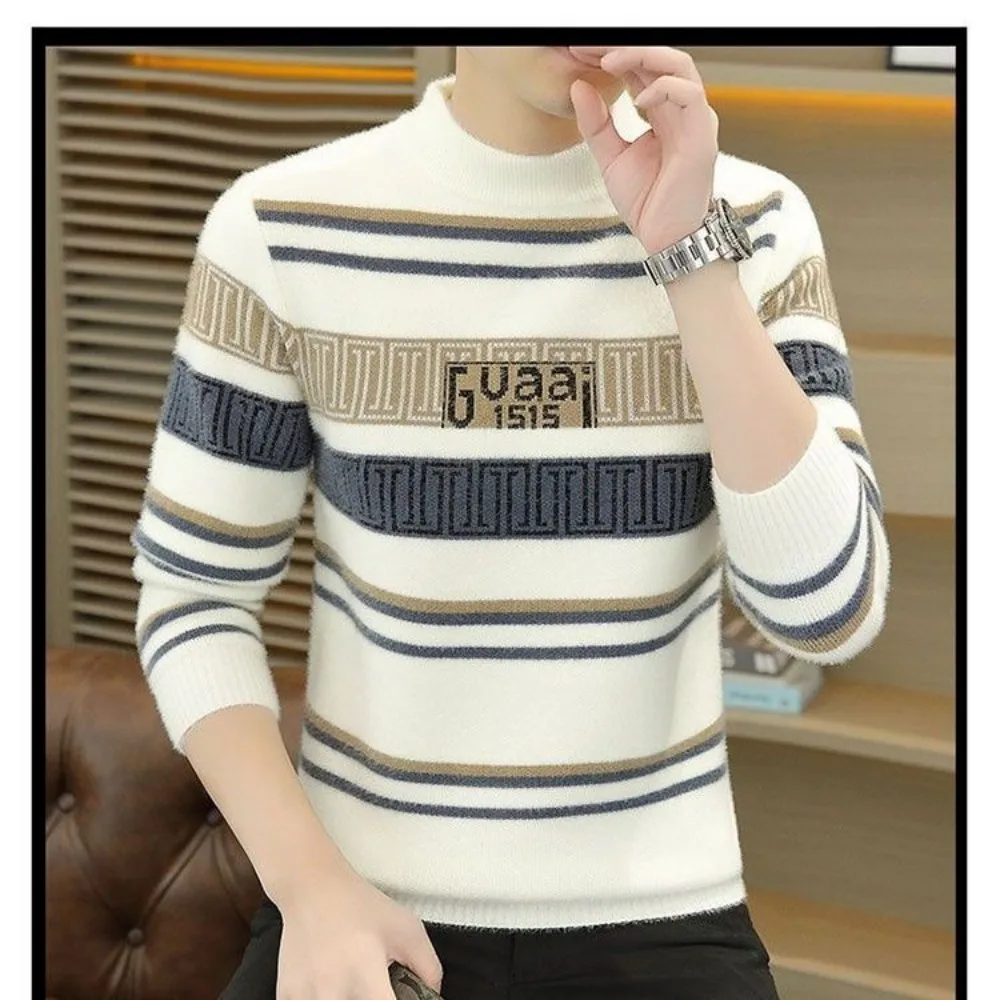 

Mink Velvet Autumn and Winter Thick Sweater for Men Half Turtleneck Sweater Fashionable Base Shirt Warm Winter Top