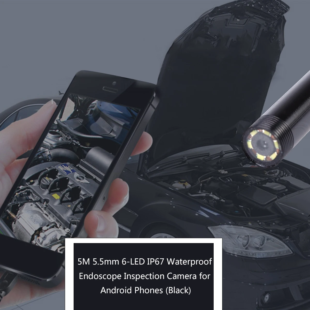 

5M 5.5Mm 6-Led Ip67 Waterproof For Phones Black Built-In Camera Ear Nose Throat Inspection Hvac Pipe Engine