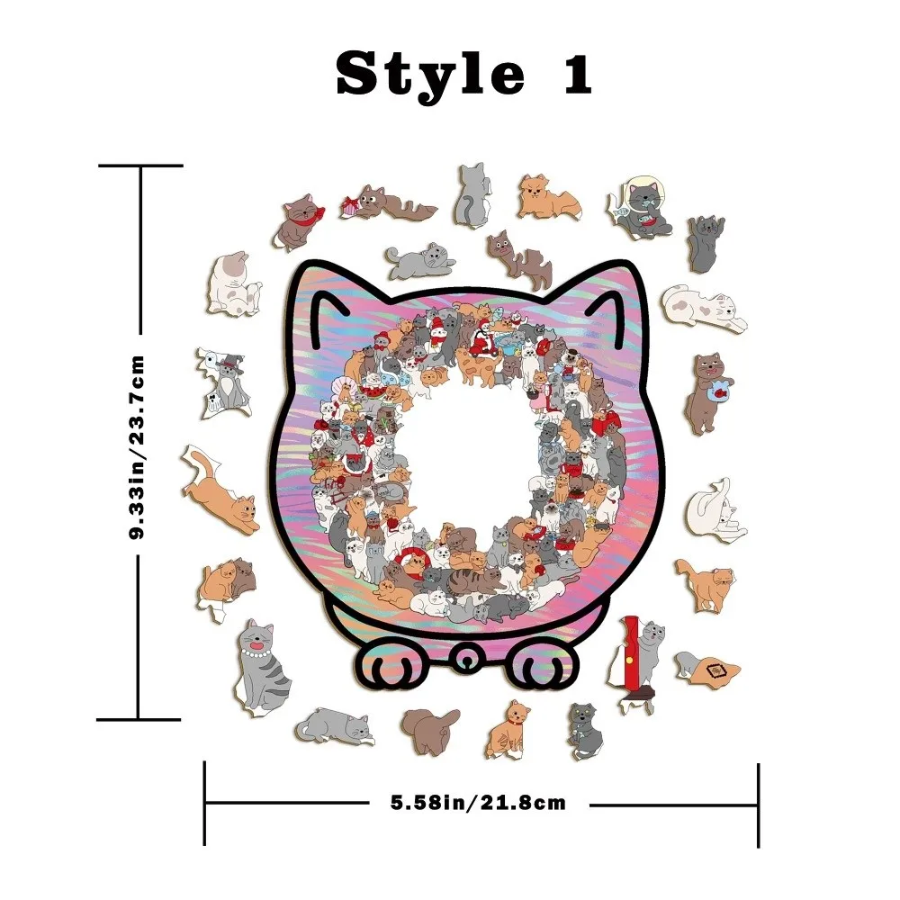135-piece Morandi-colored Cat-shaped Puzzle with Cat Silhouette Frame Cat Puzzle Ornaments Cut Cat Pieces Macaron Color