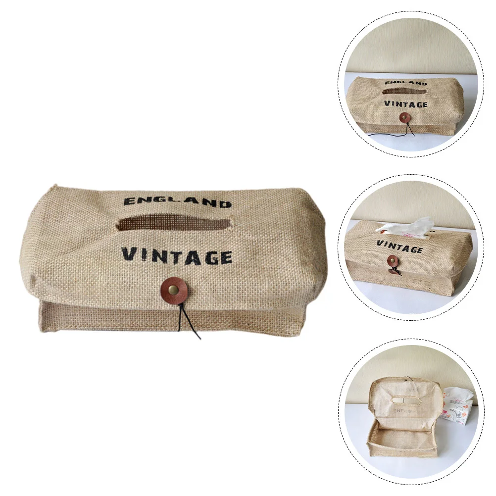 

1pc Retro Style Tissue Box Holder Desktop Storage Organizer For Home Restaurant Hotel Weaving Craft Tissue Dispenser Container