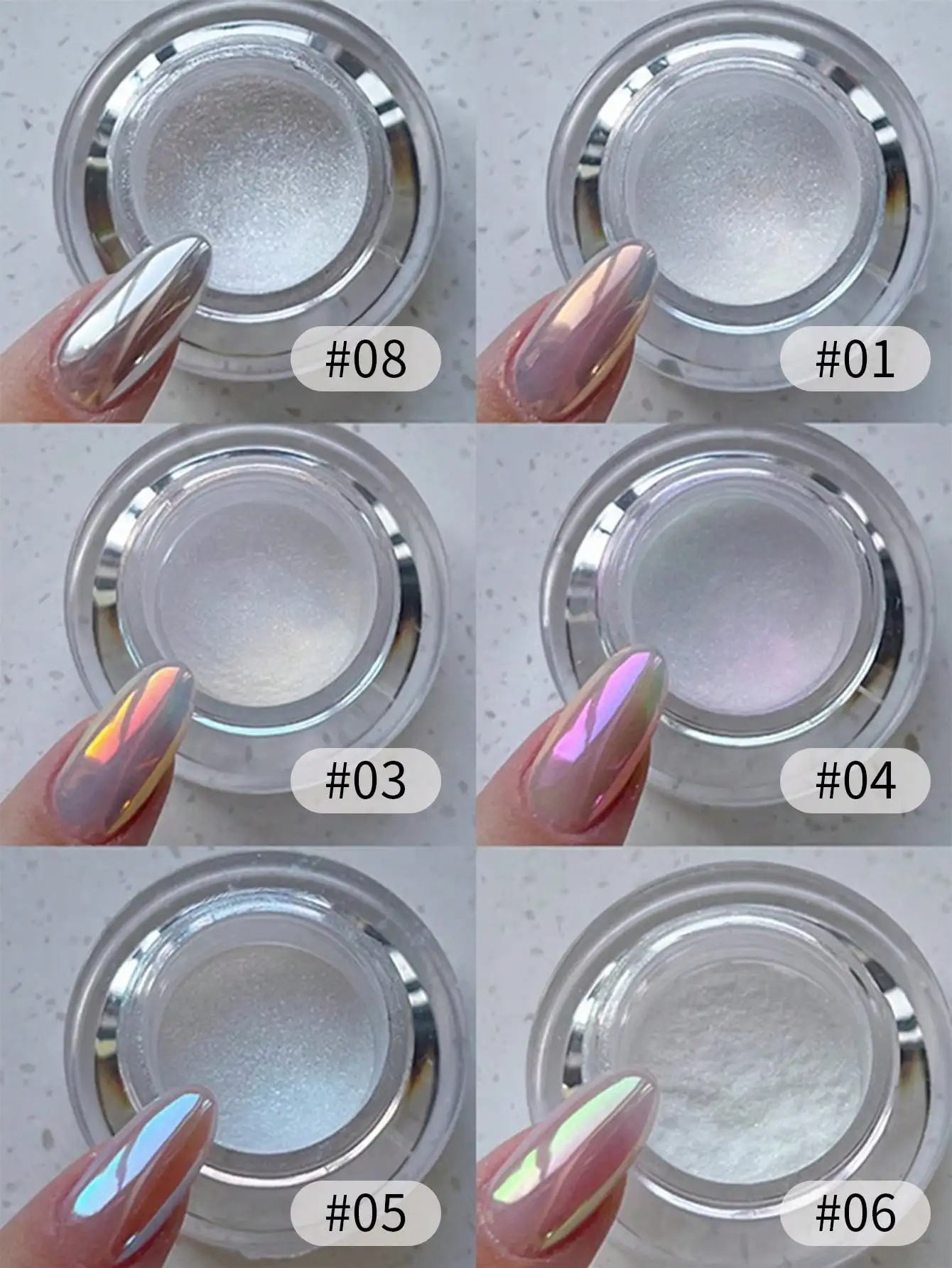 1 pudełko Moonlight Mirror Nail Powder Silver Fine Glitter Metallic Effect Pigment Gel Polish Chrome Holographic Nail Powder