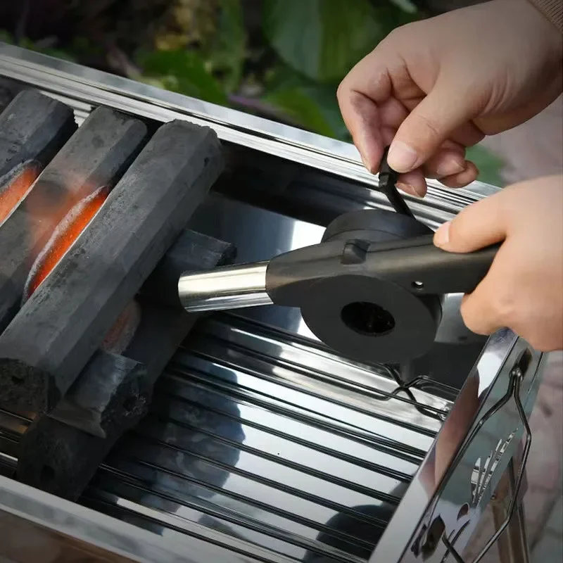 Outdoor Cooking Barbecue Blower Portable Hand Crank Fan Air Blower Grill Picnic Camping Stove Accessories Barbecue Tools