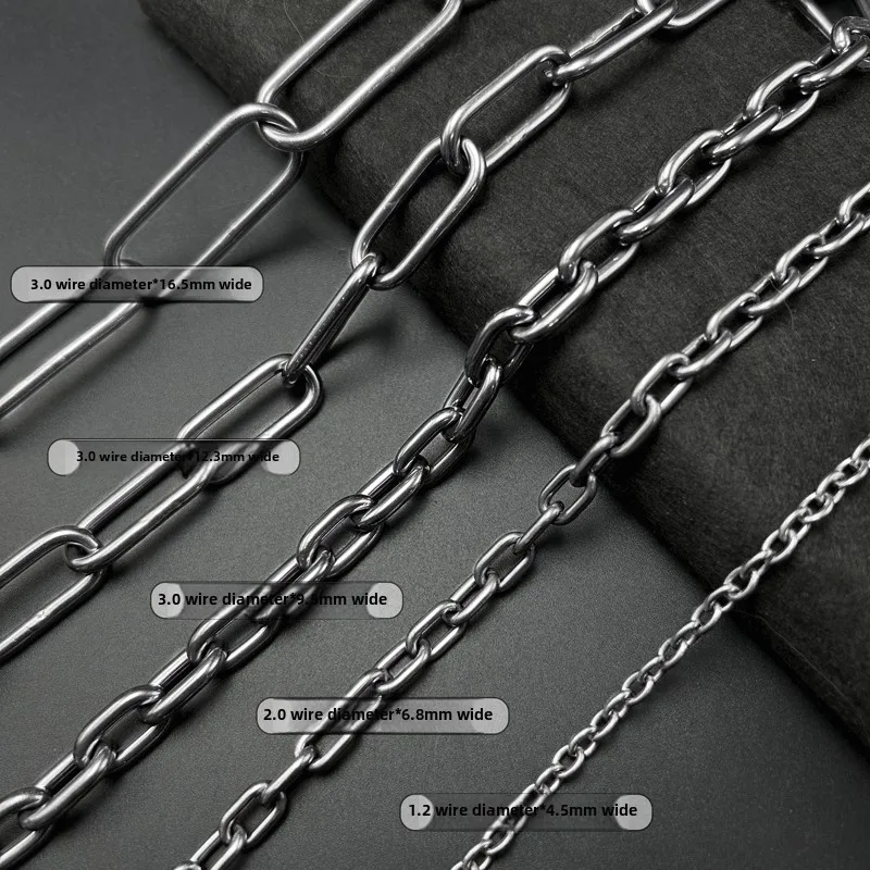 Durable Pure Titanium Welded Industrial Chain NO Rust Lightweight Pet Lock Dog Chain Outdoor Non-Slip Strip Drying Clothes Chain