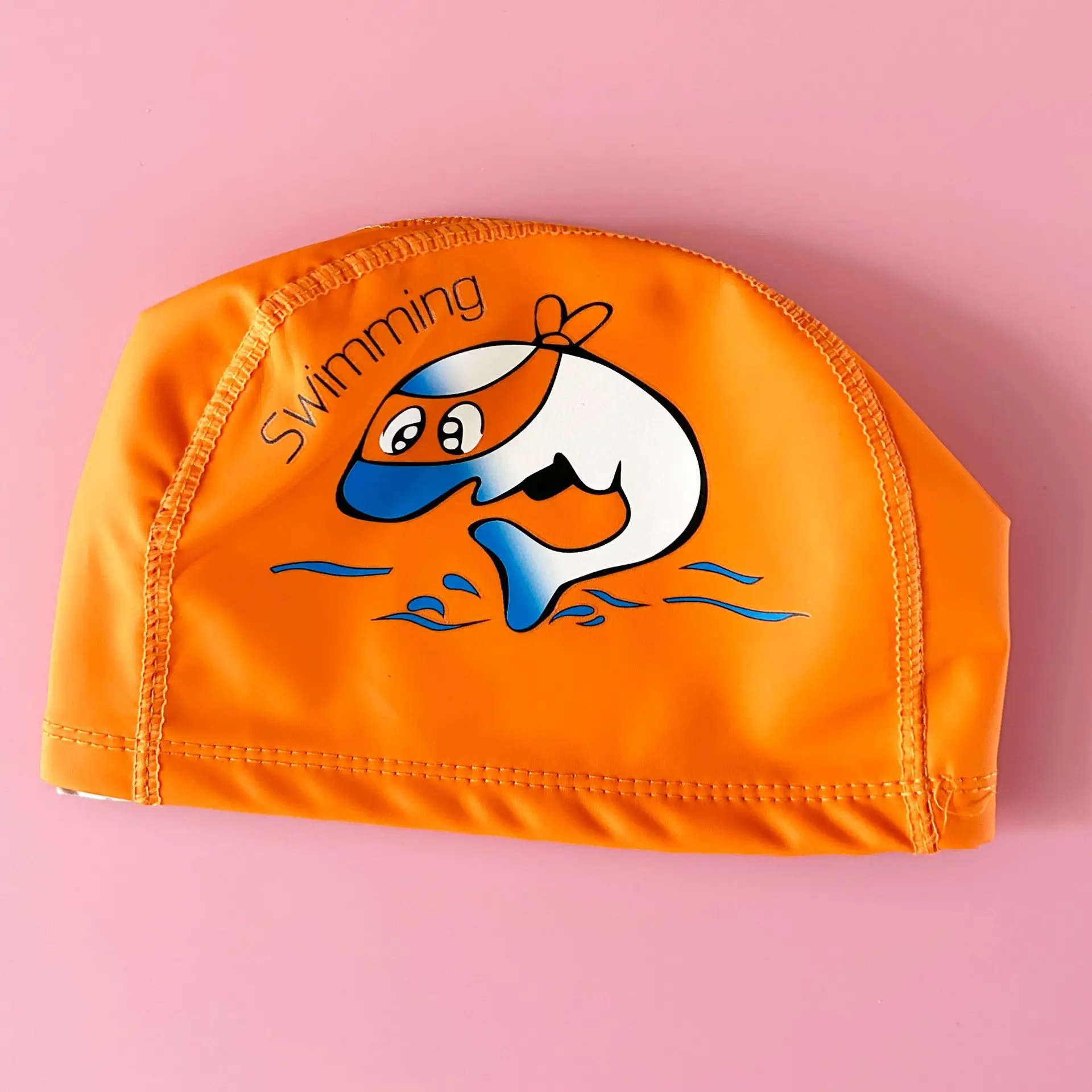 الأطفال الاطفال مطاطا بولي PU الكرتون قبعة السباحة السباحة بركة المياه الرياضة حماية آذان قبعة السباحة الاستحمام القبعات قبعات بنين بنات