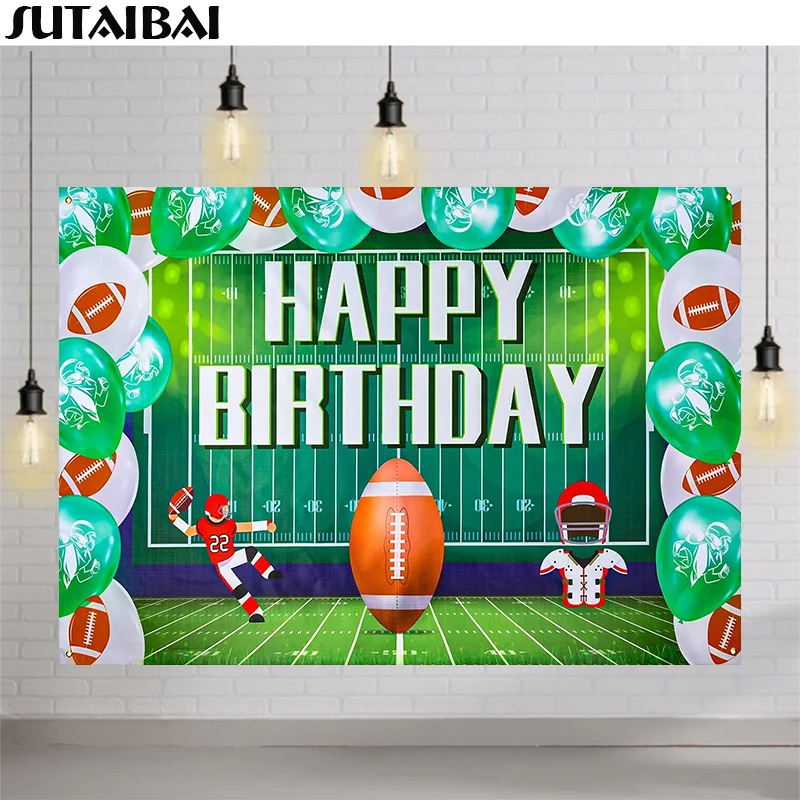 Football Backdrop Decoration Super Football Bowl Game Day Touchdown Sports Fan Supplies Boy Birthday Party Background PhotoBooth