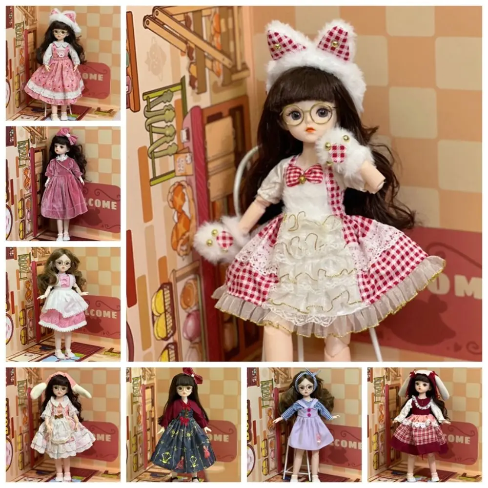 1/6 SD 30cm Bjd Doll with Clothes Long Hair High Heel Princess Dress Up Dolls with Wig Make Up Attractive Eyes