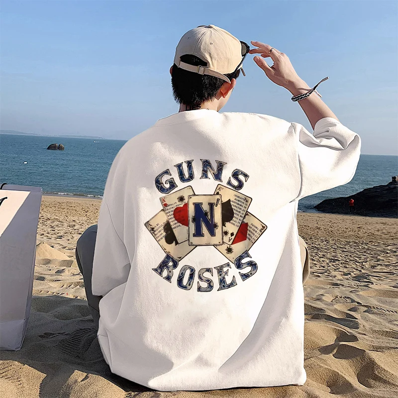 2025 Pure Cotton White Short-sleeved T-shirt Unisex Summer Hong Kong Trend Brand Loose Heavy Half-sleeved T-shirt on Clothes