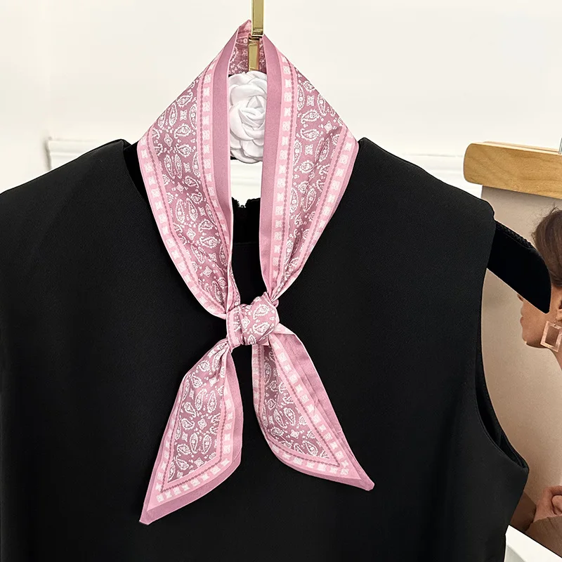 Paisley Print Streamer Scarf Minimalist Chic Bag Tie Hair Band Headwrap Belt Chiffon Lightweight Non Tangle Premium Daily Wear