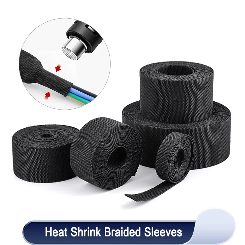 

Heat Shrink Braided Cable Sleeve 6~100mm Insulation Flam Retardant Wire Wrap Sheath Protection PET Auto Line Organizer