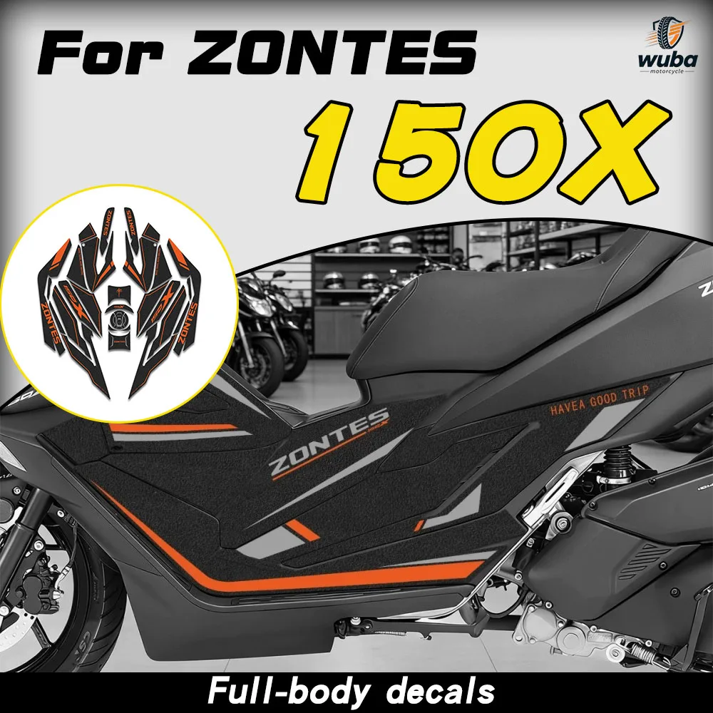 For ZONTES 125X/150X: Fuel tank decals, full-body stickers, footrest protective films, and anti-scratch decorative decals.