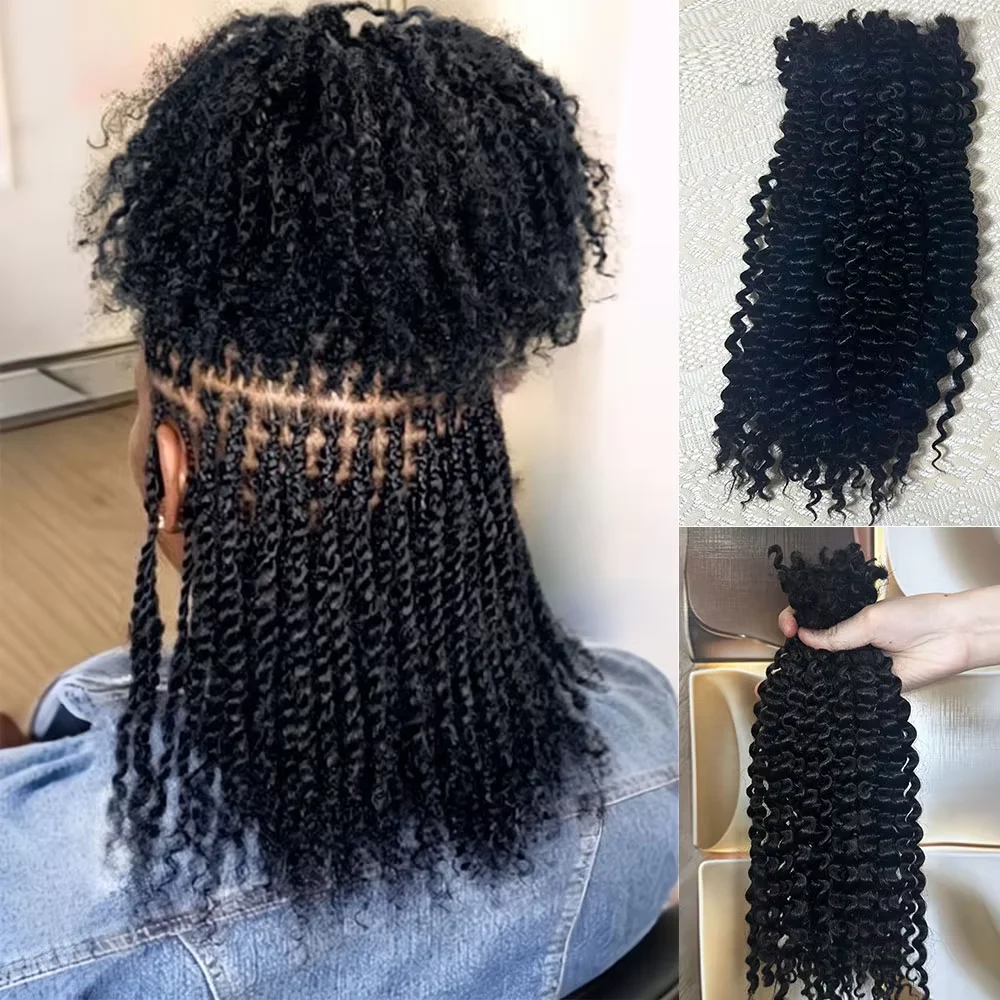 100g/Pack Afro Kinky Curly Bulk 100% Human Hair 2 3 4 PCS 4B Coily For Twists Locs/for Braiding Twists Dreadlocks 14-18 Inch Remy Human Hair Extensions Natural Black