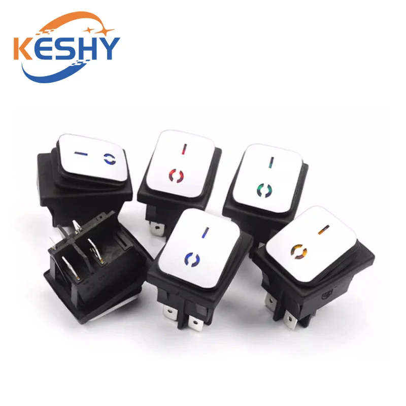 KCD4 Stainless Steel Waterproof Rocker Switch ON-OFF4Pin Electrical Equipment Switch With LED Power Supply 16A 250V/20A 125VAC