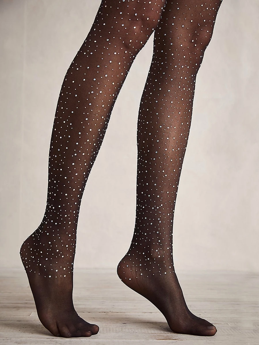 2024 Summer Diamond Pantyhose Women Sexy Fashion Shiny Net Tights Female Slim Rhinestone Mesh Nylon Stockings Tights