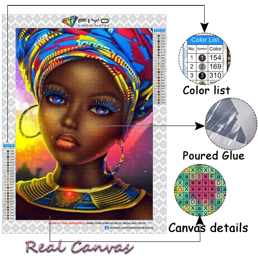 Diamond Painting Portrait Sale Girl Portrait Full Diamond Mosaic Kit African Women Picture Of Rhinestones Home Decor Wall Art