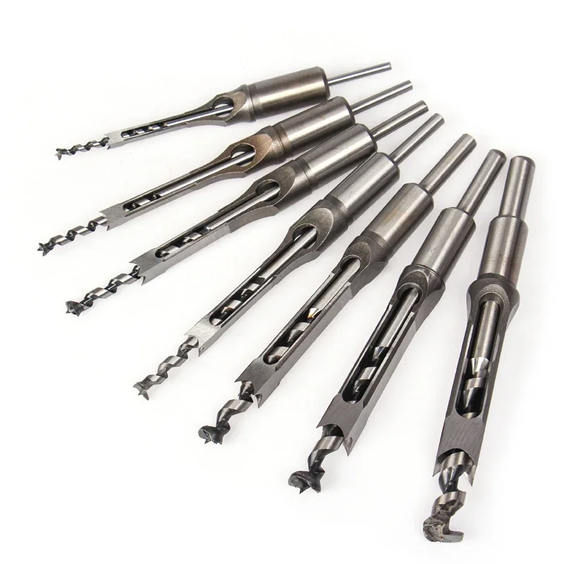 6~25mm HSS Twist Drill Bits Woodworking Drill Tools Kit Set Square Auger Mortising Chisel Drill Set Square Hole Extended Saw