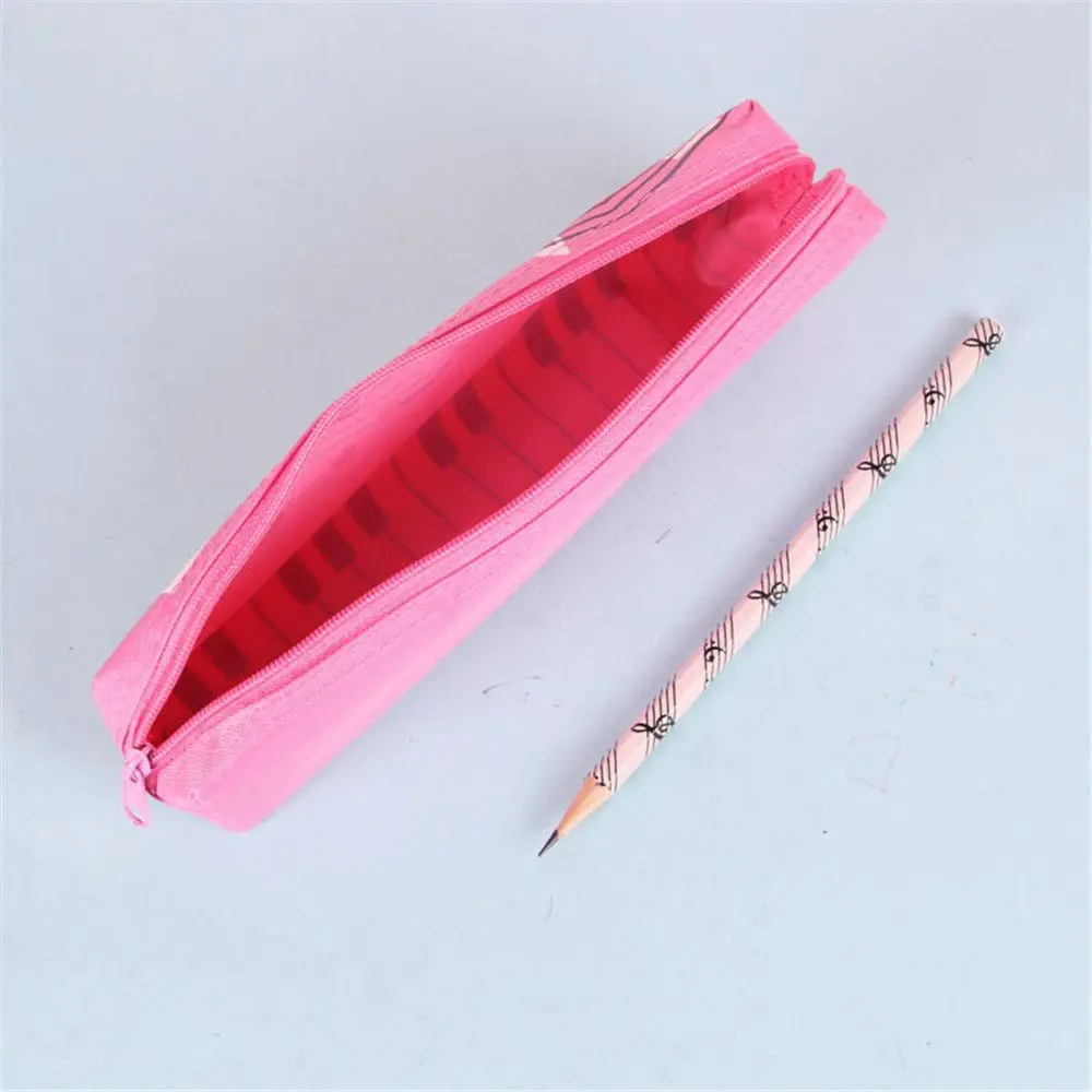 Creative Student Pencil Case Square Single Layer Oxford Cloth Pen Bag for Girls Boy Musical Note Piano Stationery Pouch