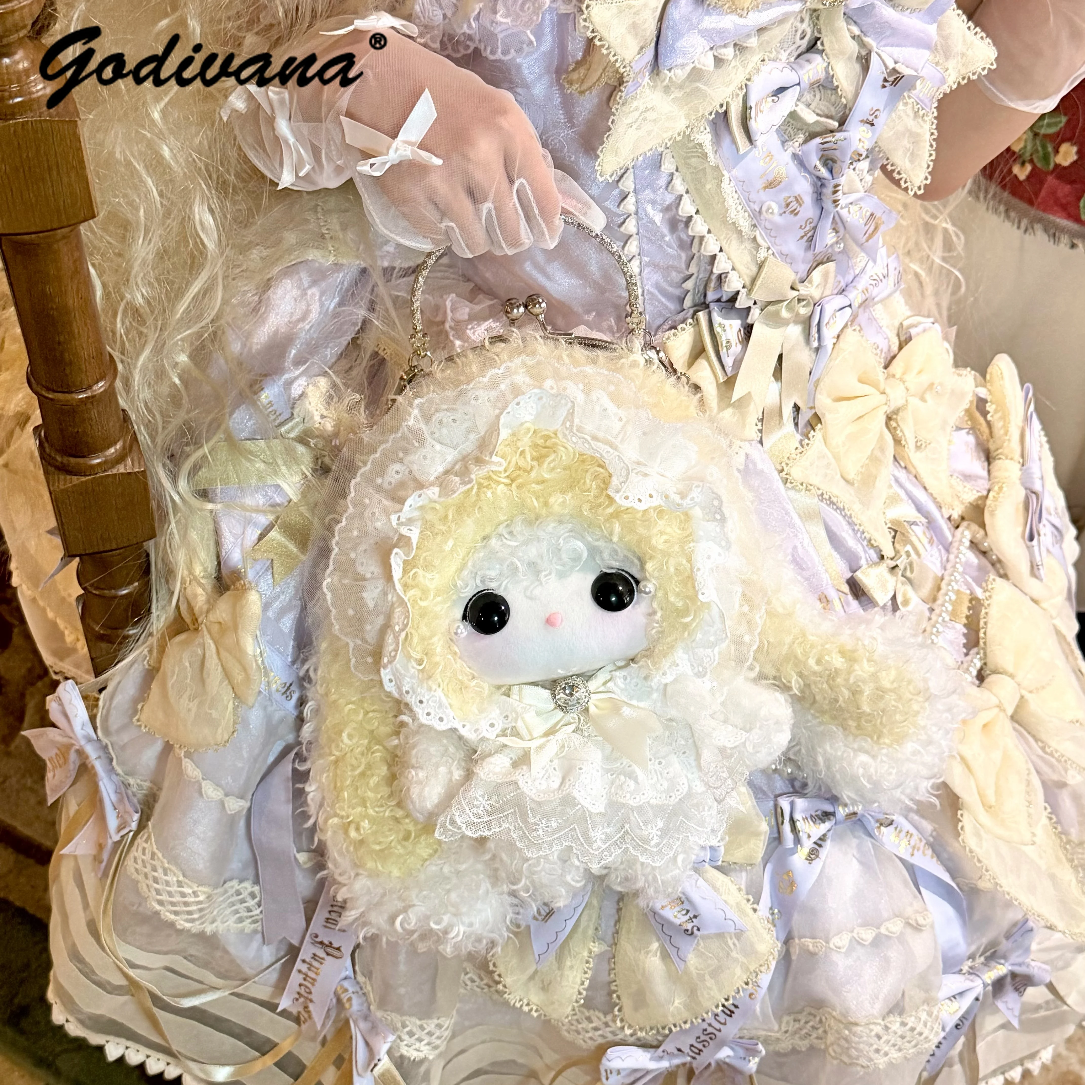 Lolita Plush Doll Handbag Original Girls Cartoon Rabbit Plushie Bag Small Totes Women's Kawaii Crossbody Stuffed Bags