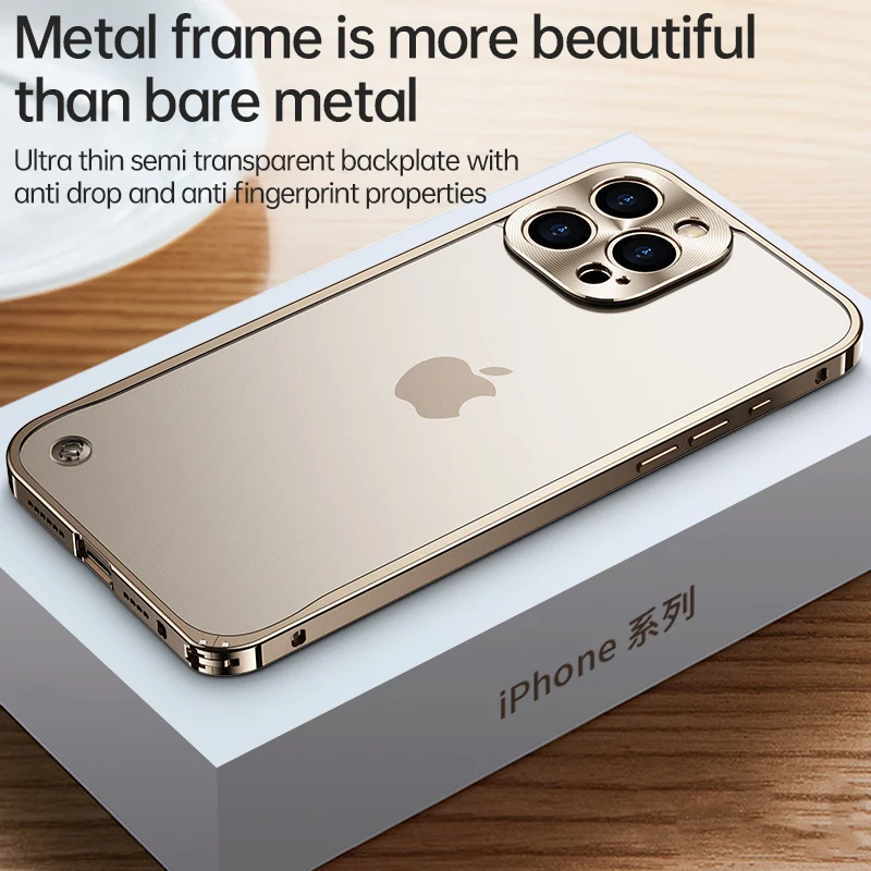 

Magsafe Wireless Charging Case For iPhone 16 15 14 Plus 13 12 11 Pro Max Magnetic Metal Aluminum Alloy Frame Translucent Cover