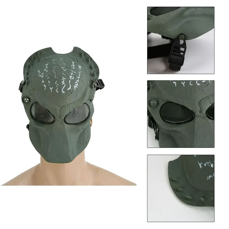 Predator Wolf 2.0 masker Paintball taktis, Cosplay pesta Halloween CS Wargame Airsoft Metal Mesh masker wajah penuh