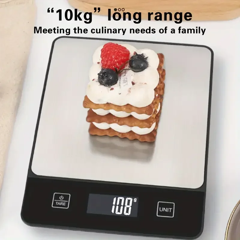 Food Scale Black10kg Digital Kitchen Scale Grams And Oz For Baking Cooking And Weight Loss Precise Graduation Easy Clean Stainle