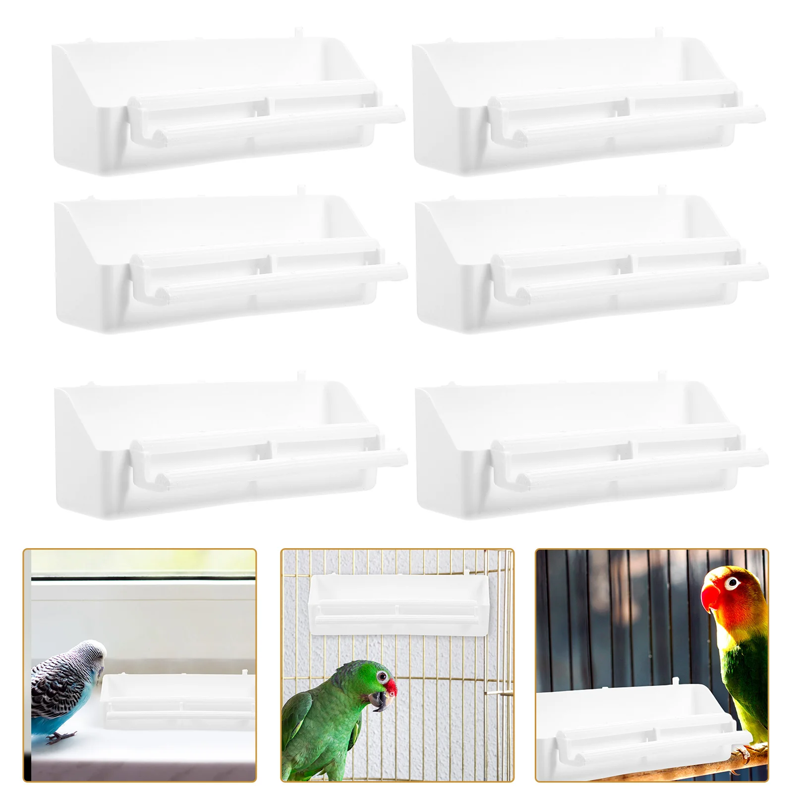 

6pcs Bird Feeders Parrot Food Container Cage Supply Durable PP Easy Clean Anti Slip Bird Bowls pigeon feeding bowl bird food