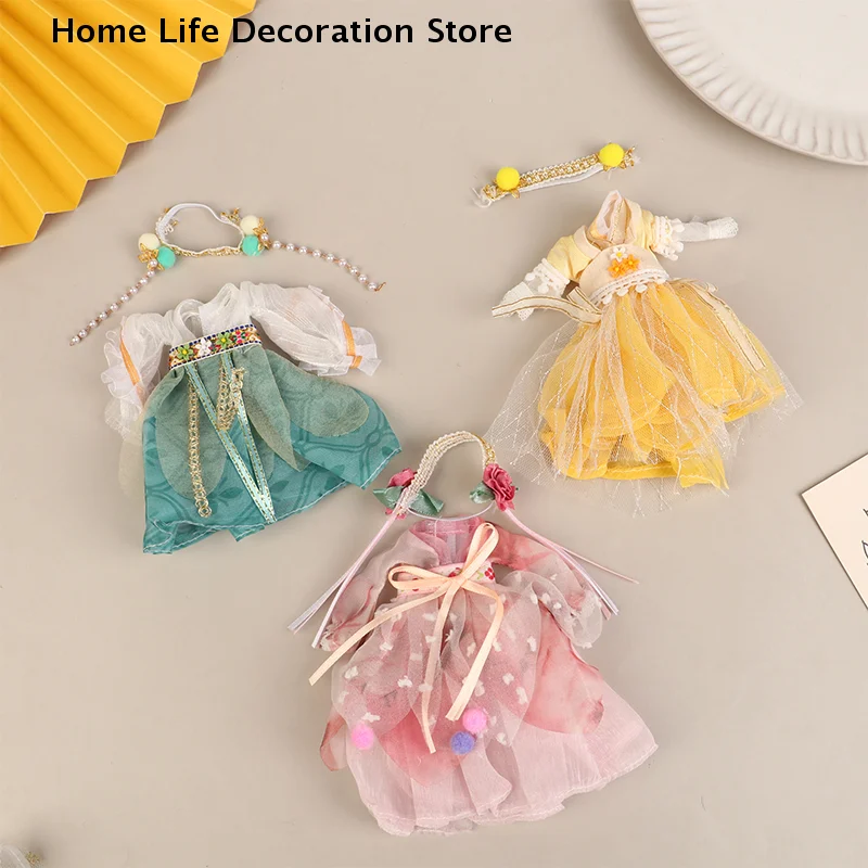 16CM Chinese Style Kawaii Doll Hanfu Clothing Dress Doll Ancient Costume Gown Dolls Clothes Accessories Dress Up Toys For Girls