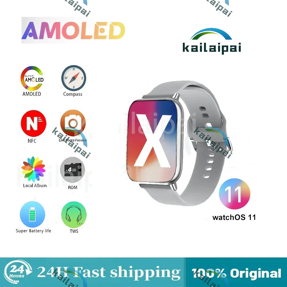 

DT Watch X 10 Smart Watch AMOLED 4GB ROM Compass TWS NFC BT Call ChatGPT Game Smart Gesture 3D Vision Smartwatch For Android Ios