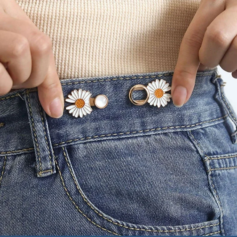 2 Sets Trouser Waist Tighteners Removable No-Sew No-Tool Jeans Button Pins Perfect for Baggy Jeans Size Adjustment & Repair