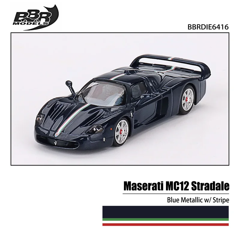 Bbr 1/64 Nieuwe Maserati Mc12 Stradale Blauw Metallic W/Stripe Legering Motorvoertuig Diecast Metalen Model Geschenken