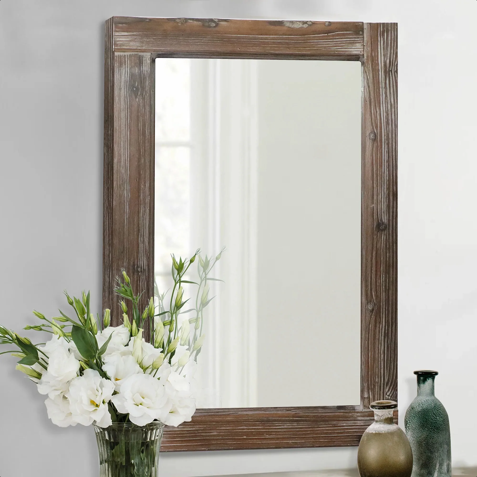 Hot Factory TNM0811 Antique Wood Chinese Modern Wall Solid Wood Dressing 93*62 cm Mirror frame