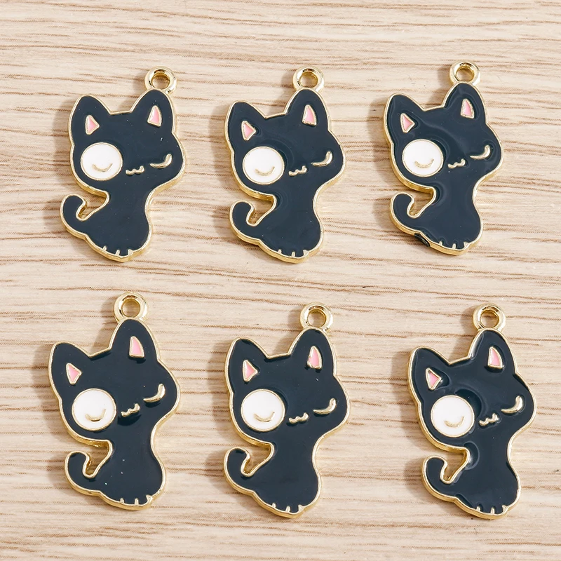 10 teile/los Cartoon Emaille Tier Katze Charms für Frauen DIY Ohrringe Anhänger Halsketten Handgemachte Armband Dekoration Schmuck Machen – Detail 8