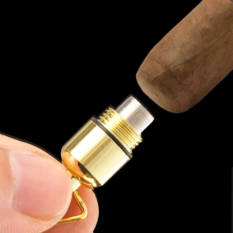Portable Cigar Puncher 8mm Hole Stainless Steel Cigar Piercer with Keychain Cigar Drill Tools view 5