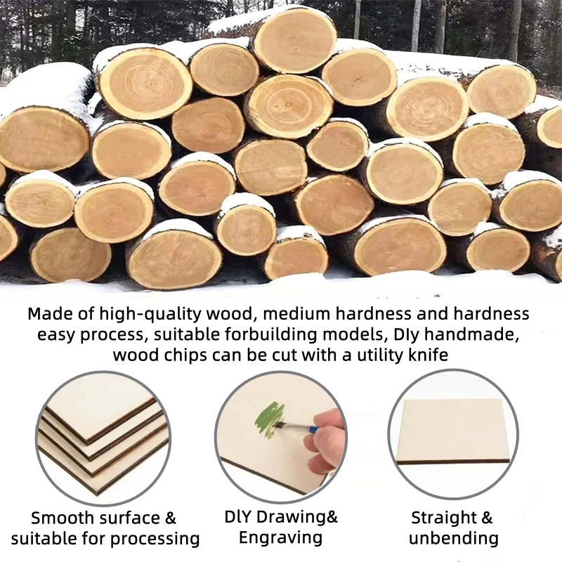 NEJE 33PCS Plywood Panels for CNC Laser Engrave Machine Engraving, DIY Crafts Making Painting Model Toys Building Burn  Carving