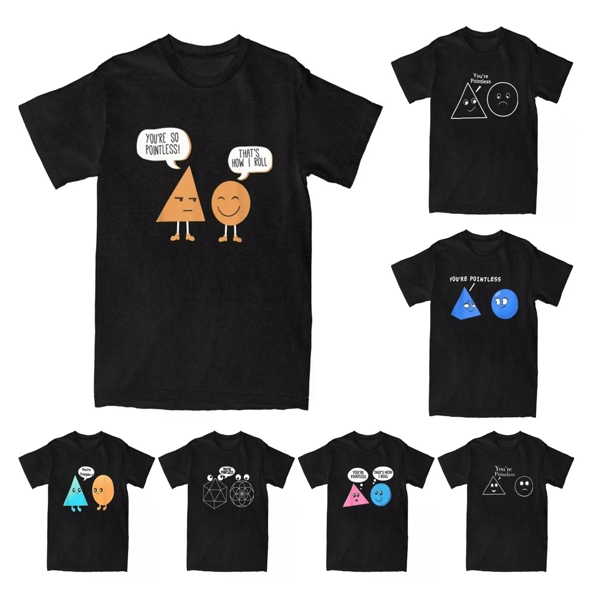 Men T-Shirts Math Funny Figures And Shapes You're So Pointless Awesome Cotton Tee Shirt Geometric Novelty T Shirt Tops Printed