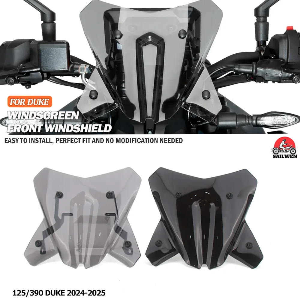 

For Duke 125 Duke 390 2024-2025 Shield Screen Airflow Duke 125 390 Wind Deflector Visor Windshield Spoiler Windscreen Deflector