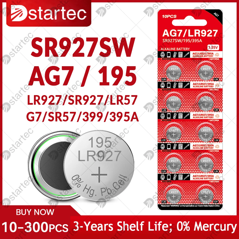 1.55V LR927 AG7 195 395 LR57 395A G7A SR927 399 Button Batteries For Watch Toys Remote SR927SW AG 7 Cell Coin Alkaline Battery