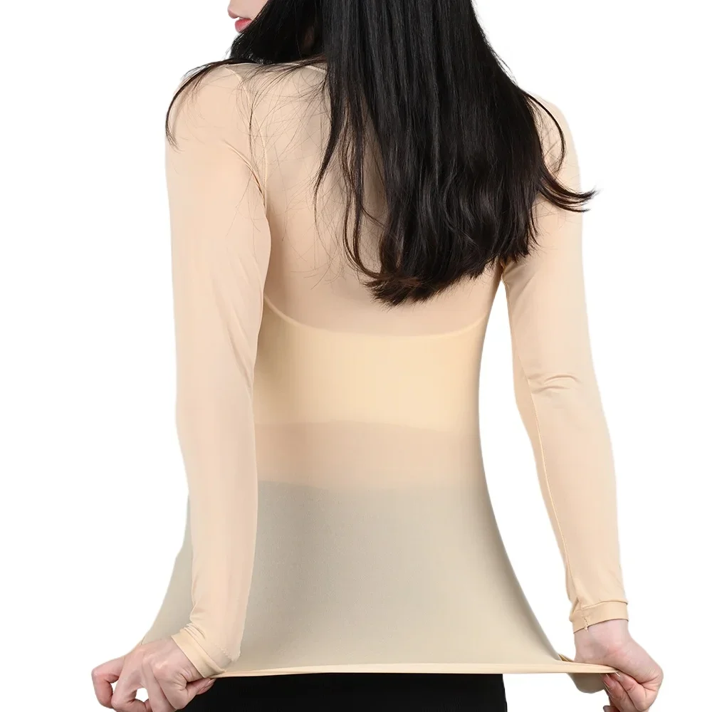 Women's Thermal Underwear Bottoming Shirt  Autumn Winter Ladies Thin Thermal Skin Top Pullover Elastic Long-sleeved T-shirt L-XL image 6