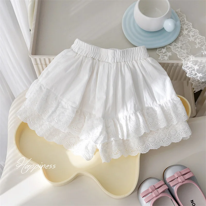 Baby Girl Shorts Summer Thin Casual Pants Children Sweet Lace Short Pants New Fashion Cute Bottoms Kids Solid Sweatpants 12M-6Y