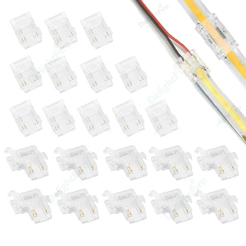 2/3/4pin COB LED Wire Connector Solderless L Type Transparent Wire Terminal 12V 24V LED Strip Connection For COB Strip Light