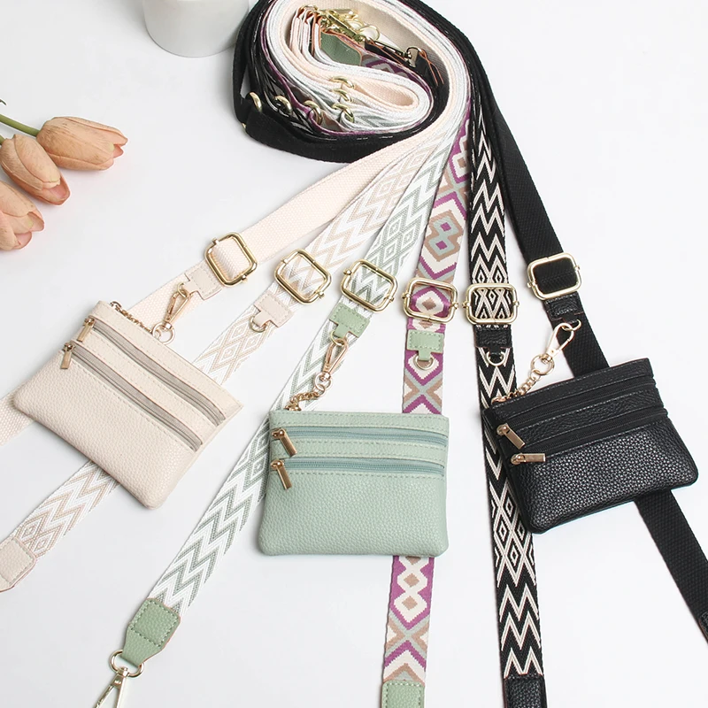 

New 2.5CM Wide Mobile Phone Lanyard Crossbody Bag,with Zippered Leather Wallet Bag, Adjustable Fashion Cellphone Lanyard