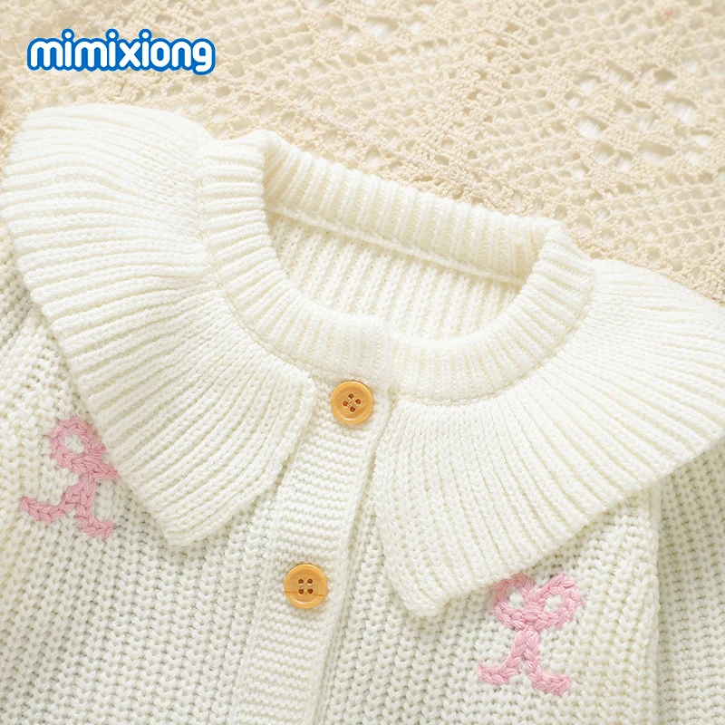 0-18m Newborn Baby Girls Rompers Fashion Bowknot Knitted Infant Long Sleeve Sweater Jumpsuits One Piece Toddler Overalls Clothes